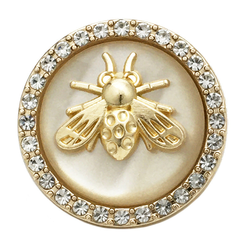 Bee-Shaped Rhinestone Metal-Resin Two-Tone Coat Buttons 20pcs