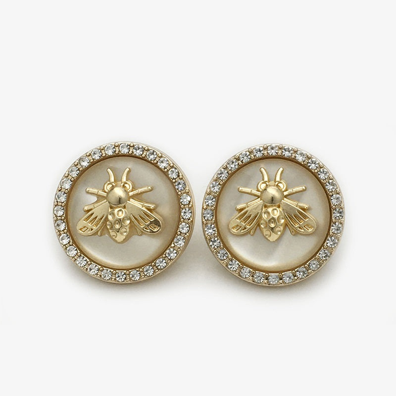 Bee-Shaped Rhinestone Metal-Resin Two-Tone Coat Buttons 20pcs