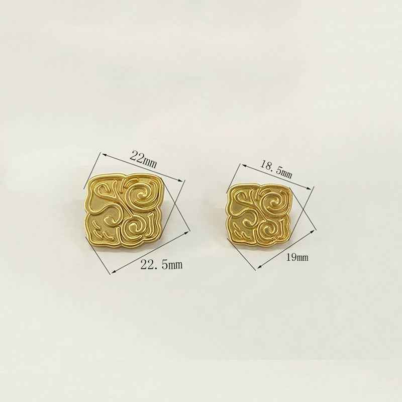 Frosted Gold/Silver Chinese Square Metal Buttons - 19mm/22.5mm 50 Pack