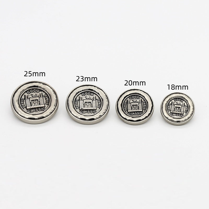 Frosted Gold Silver Vintage Parisian Style Metal Shank Buttons 48pcs